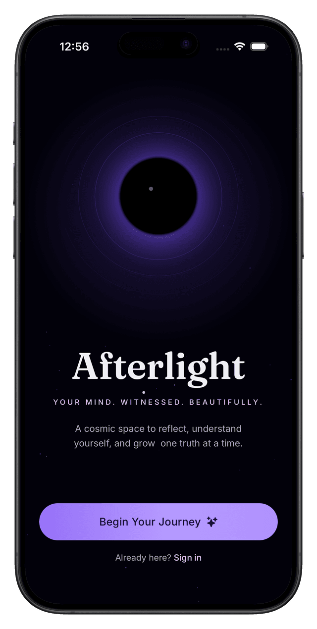 Afterlight onboarding — begin your journey